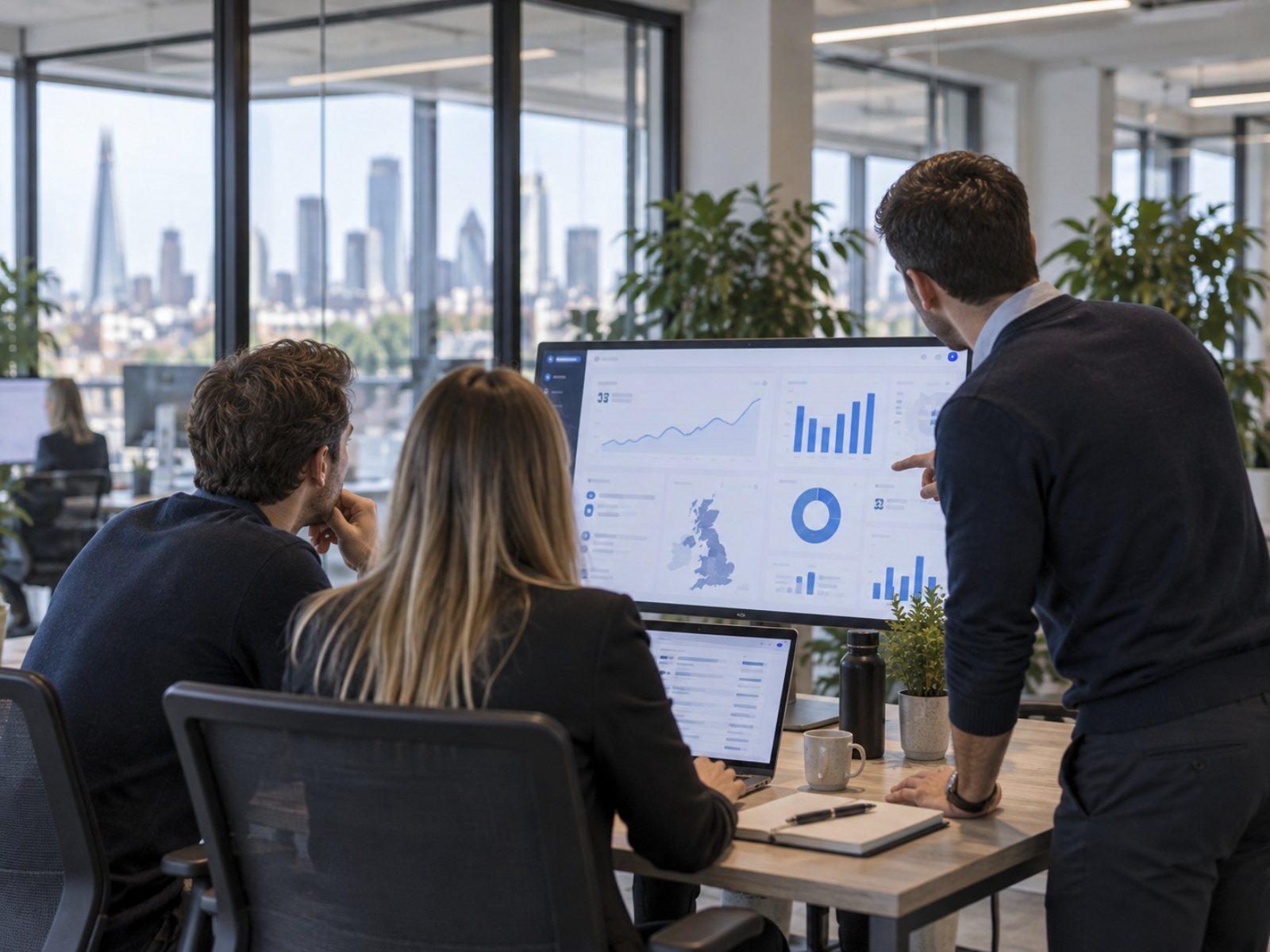 Leads Bank team reviewing campaign results